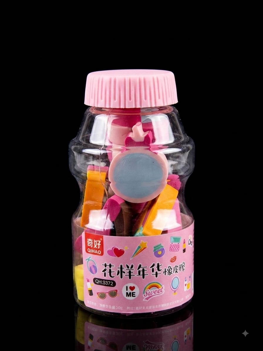 Cute Candy Eraser Jar Set