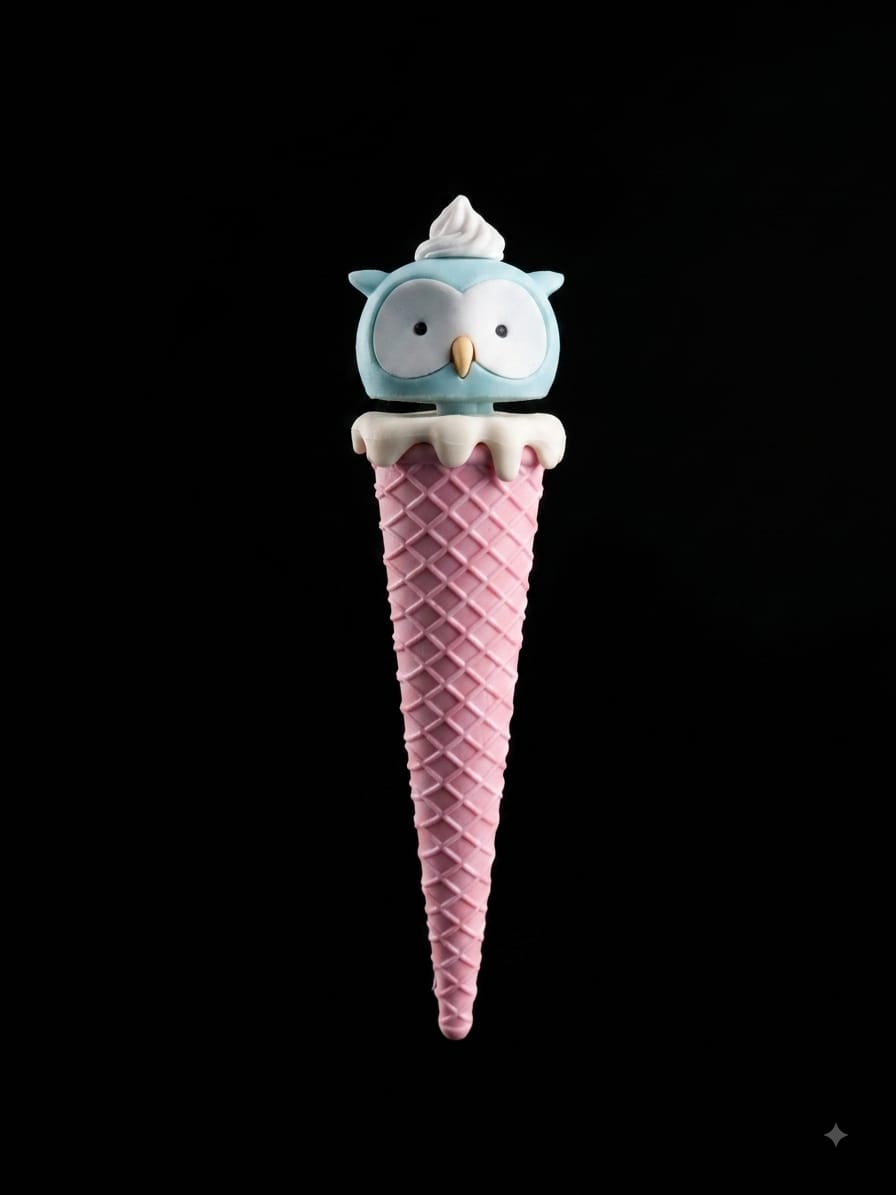 Cute Ice Cream Owl Eraser
