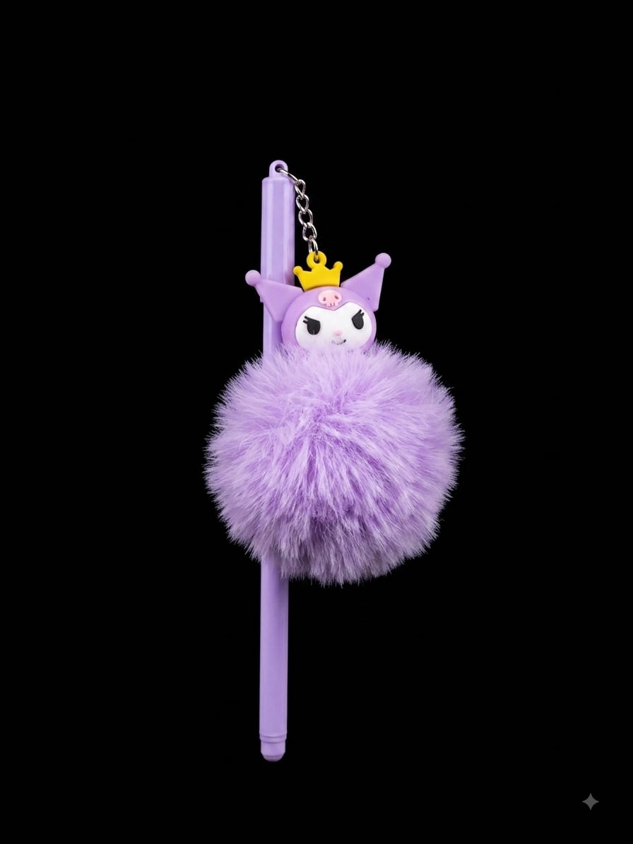 Bigman Purple Fur Pom Pom Pen