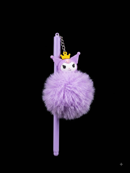 Bigman Purple Fur Pom Pom Pen