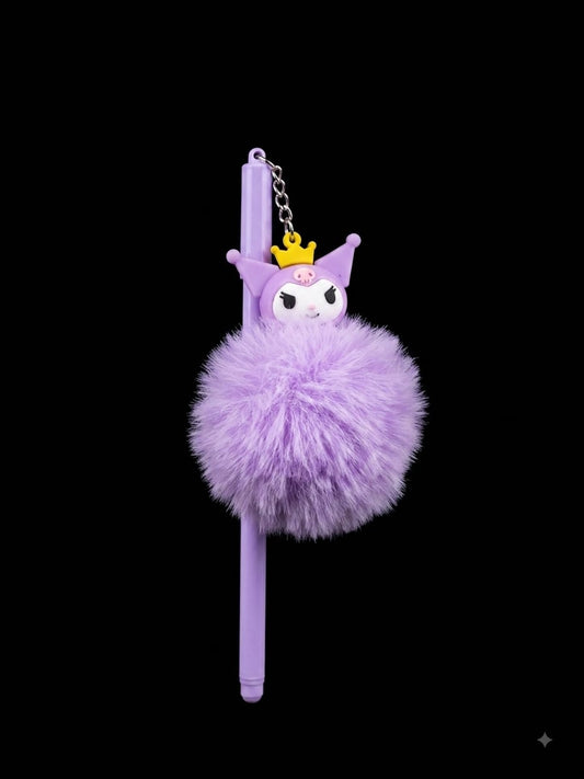 Bigman Purple Fur Pom Pom Pen