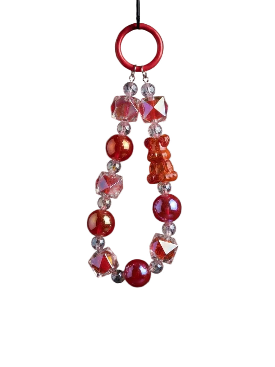 Bigman Red Beaded Keychain