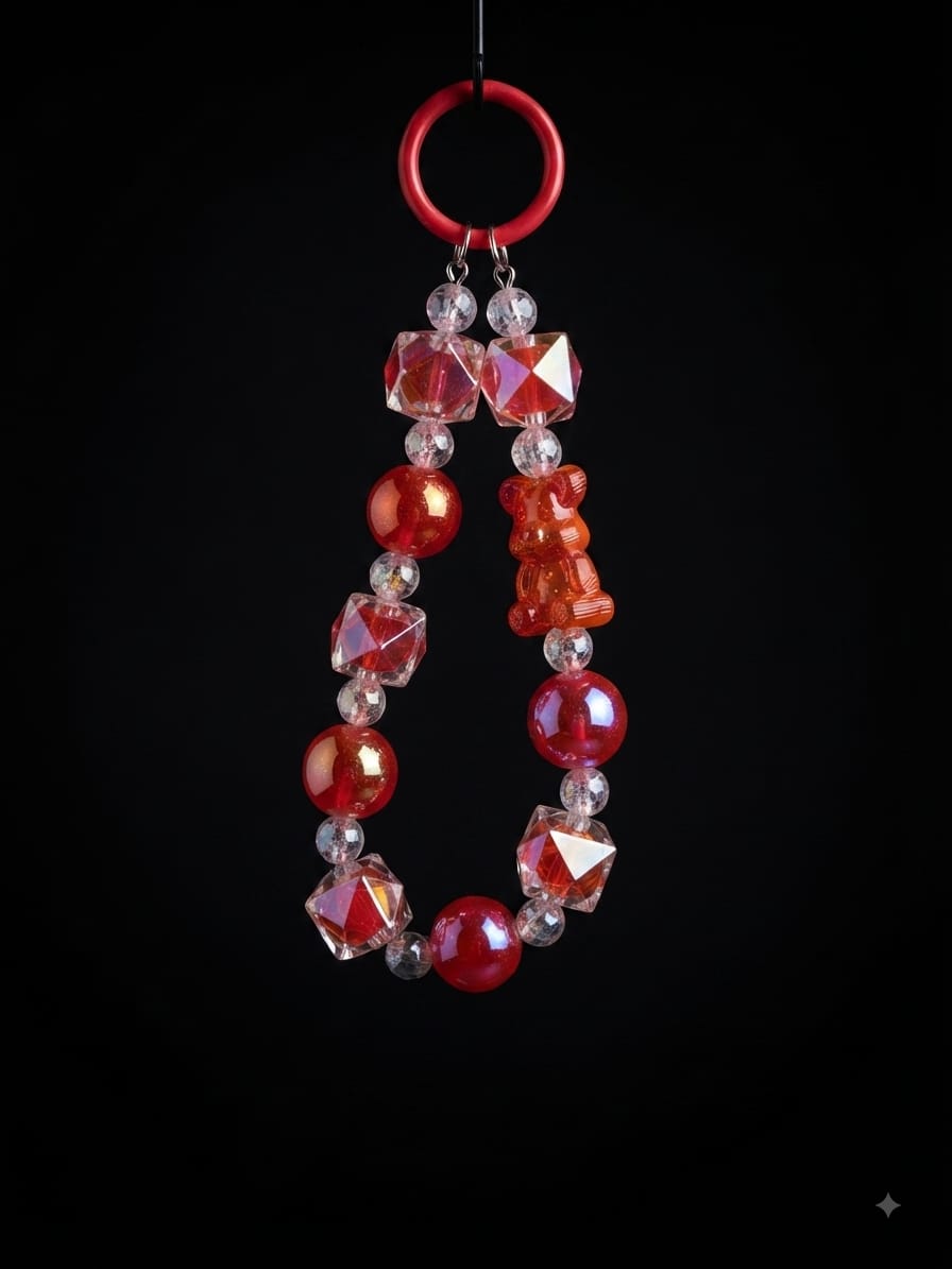 Bigman Red Beaded Keychain