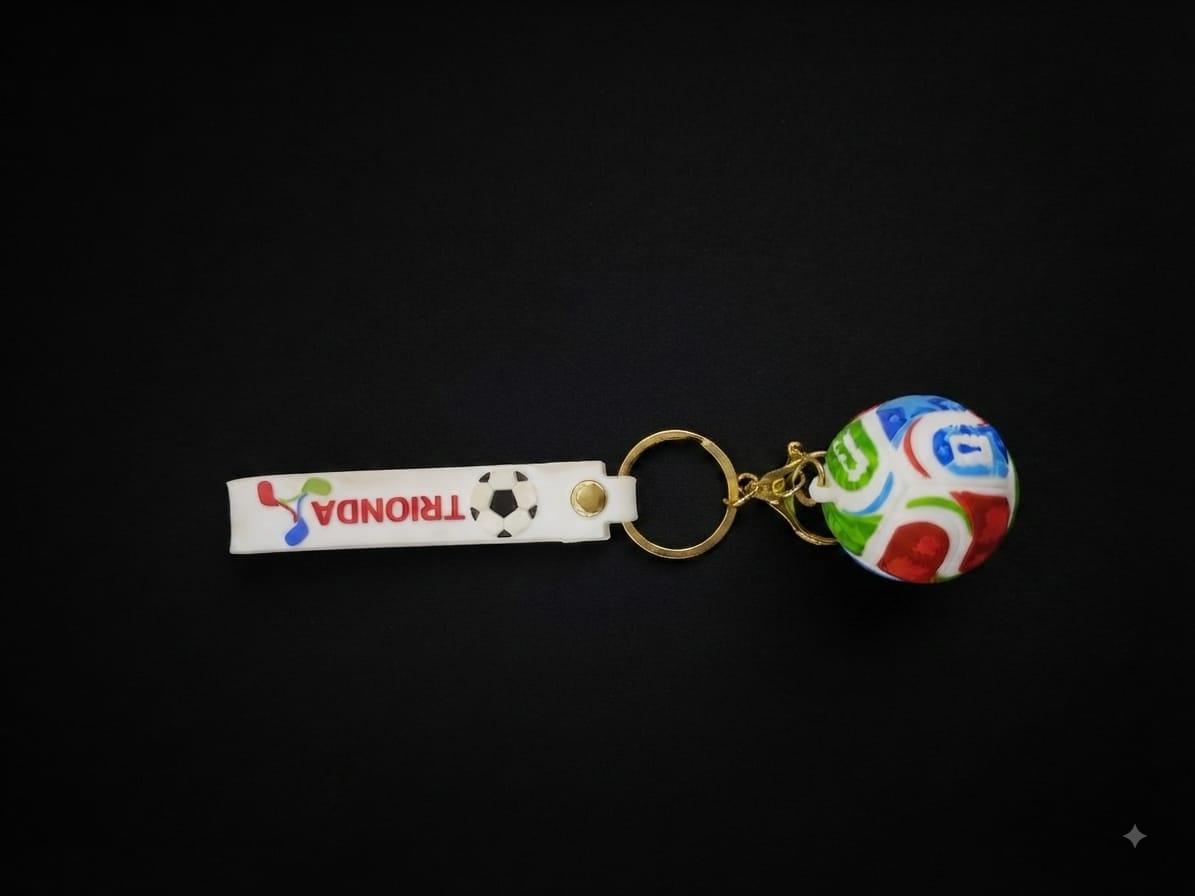 Football Soccer Ball Keychain with Team Strap