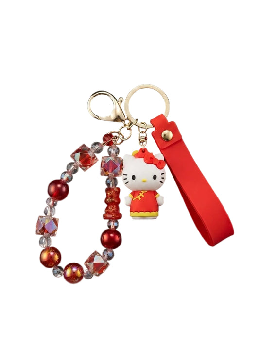 Red Hello Kitty Beaded Keychain