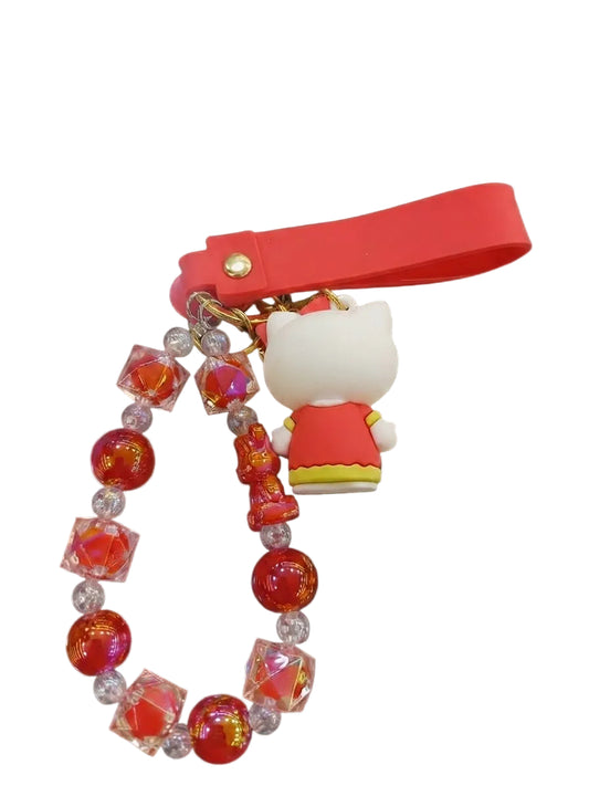 Red Hello Kitty Beaded Keychain