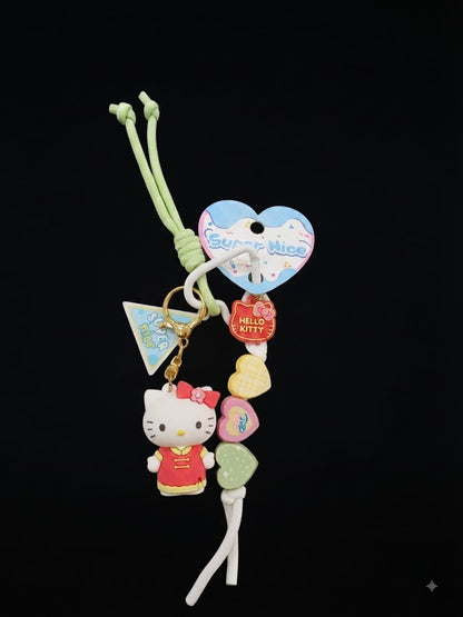 Cute Hello Kitty Heart Charm Keychain