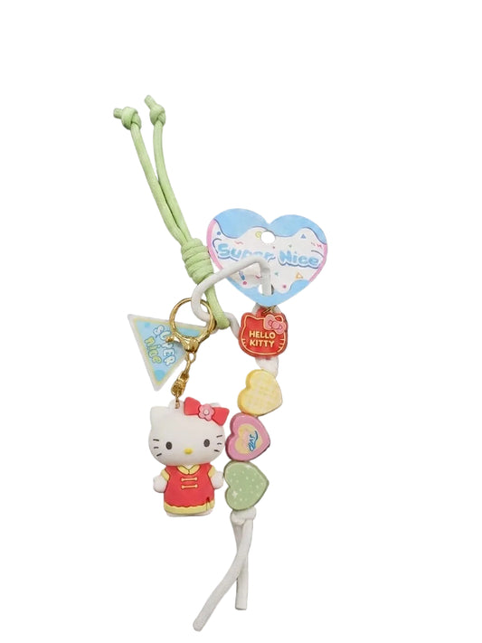 Cute Hello Kitty Heart Charm Keychain