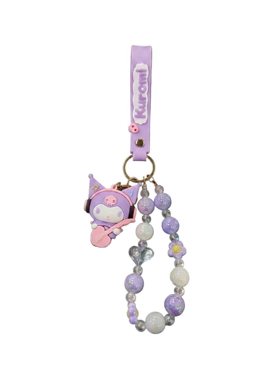 Purple Kuromi Beaded Keychain