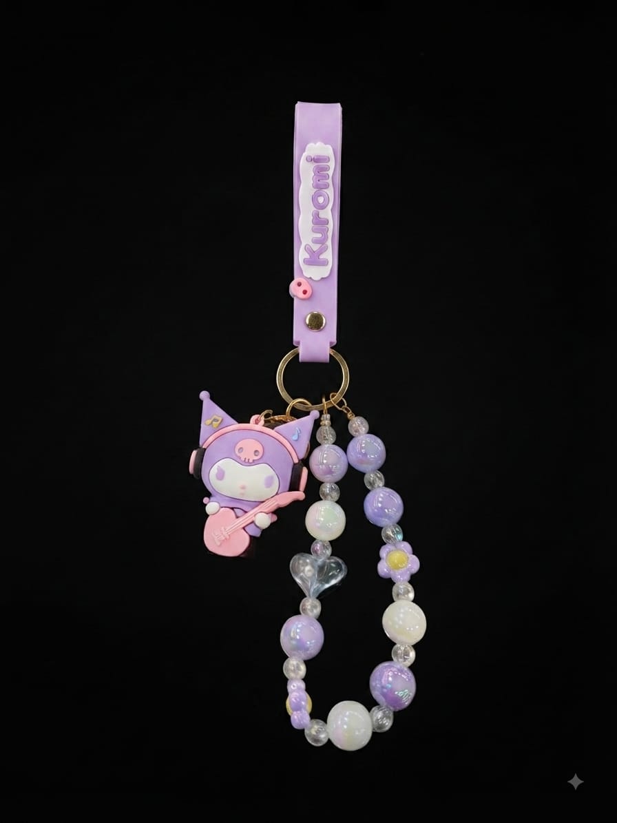Purple Kuromi Beaded Keychain
