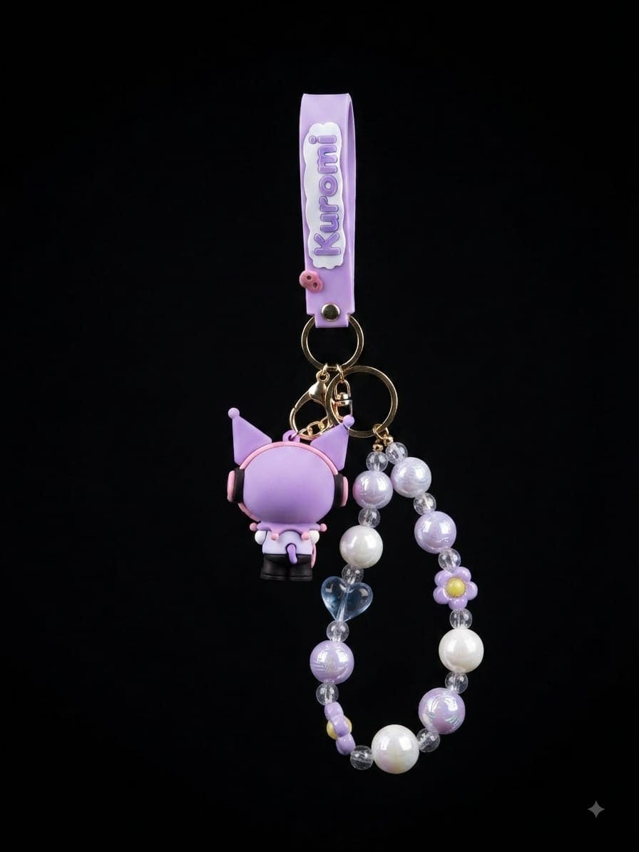 Purple Kuromi Beaded Keychain