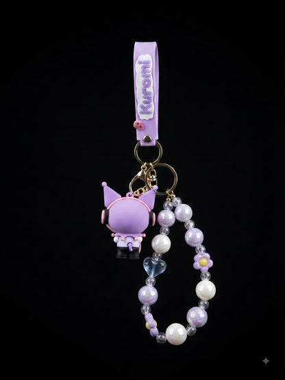 Purple Kuromi Beaded Keychain