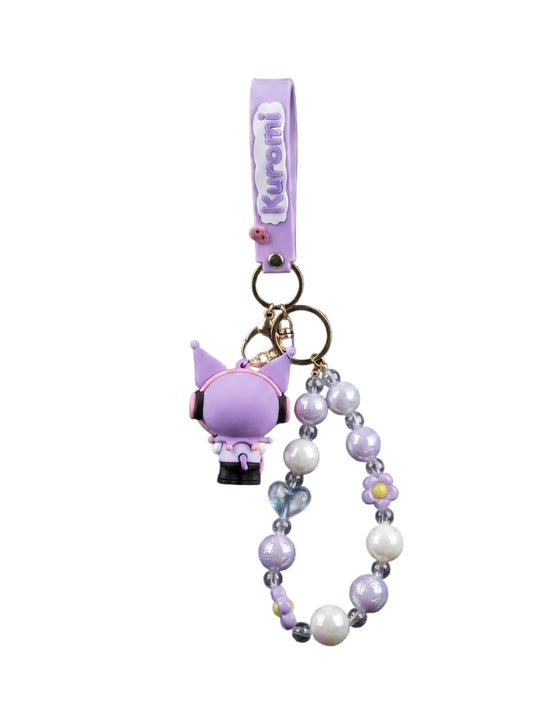 Purple Kuromi Beaded Keychain