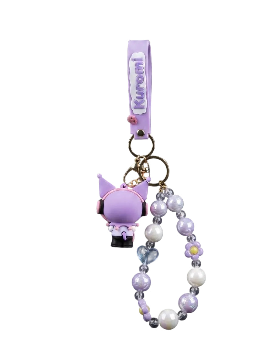 Purple Kuromi Beaded Keychain