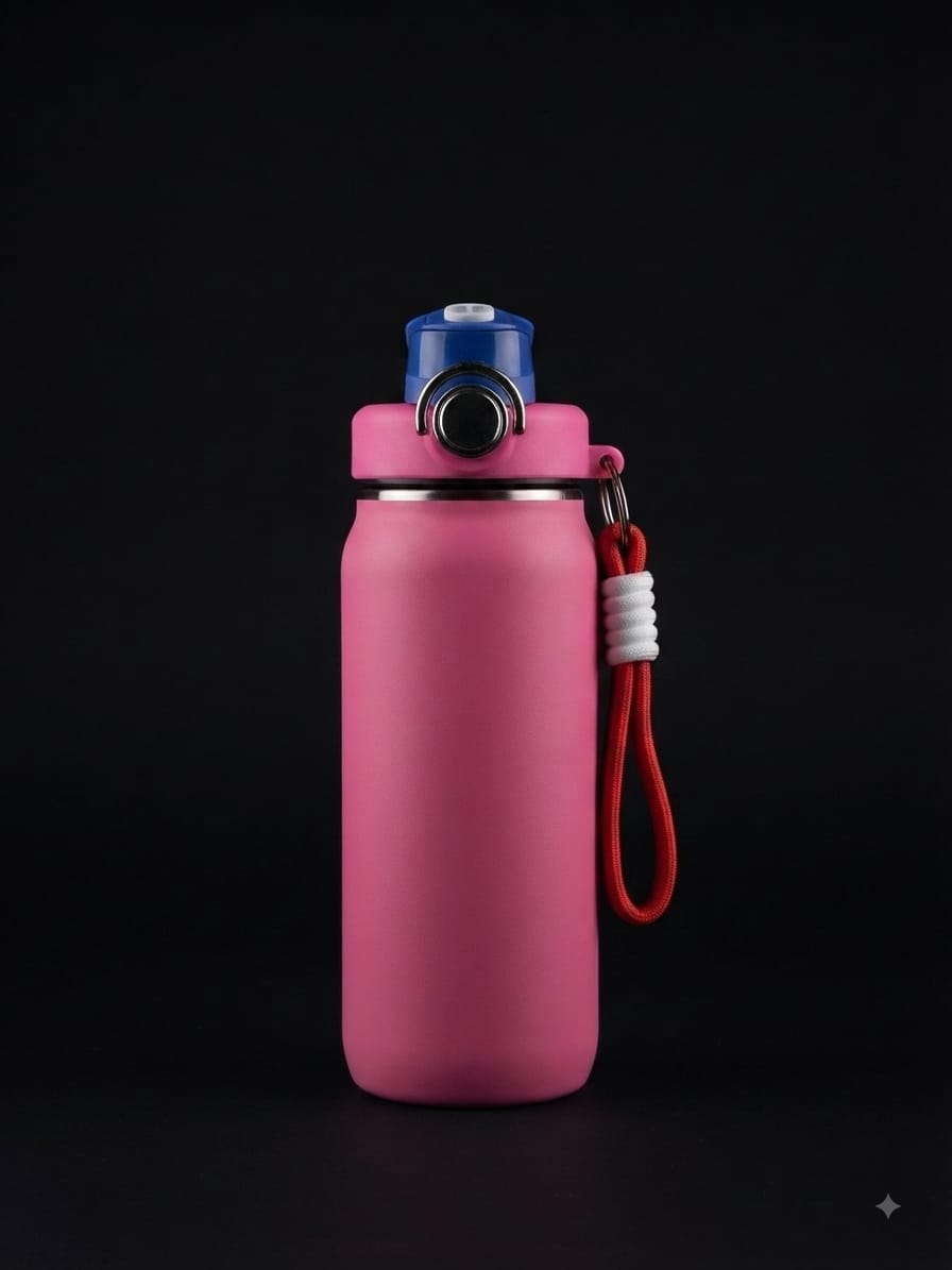 Pink Stainless Steel Water Bottle with Strap