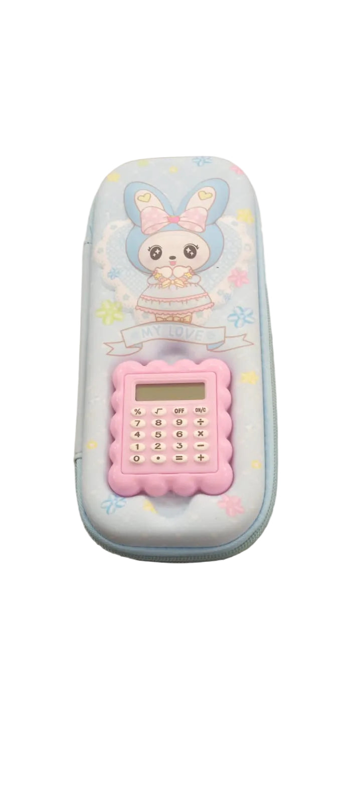 Cute Bunny Pencil Case with Built-in Calculator