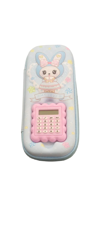Cute Bunny Pencil Case with Built-in Calculator
