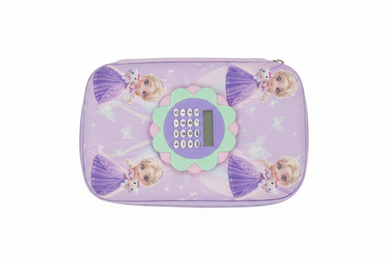 Princess Hardtop Pencil Case with Built-in Calculator