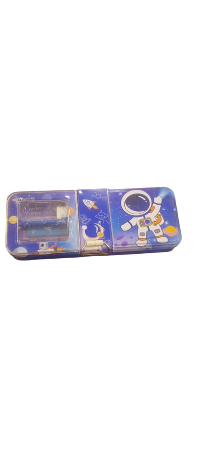 Astronaut Metal Pencil Box with Clear Compartment