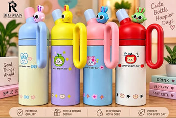 Cute Cartoon 3D Character Kids Stainless Steel Tumbler with Handle