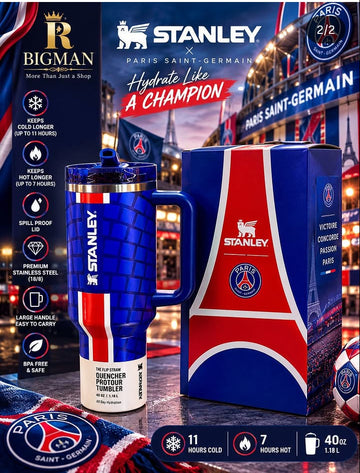 Stanley x Paris Saint-Germain (PSG) 40oz Flip Straw Leak-Proof Stainless Steel Tumbler