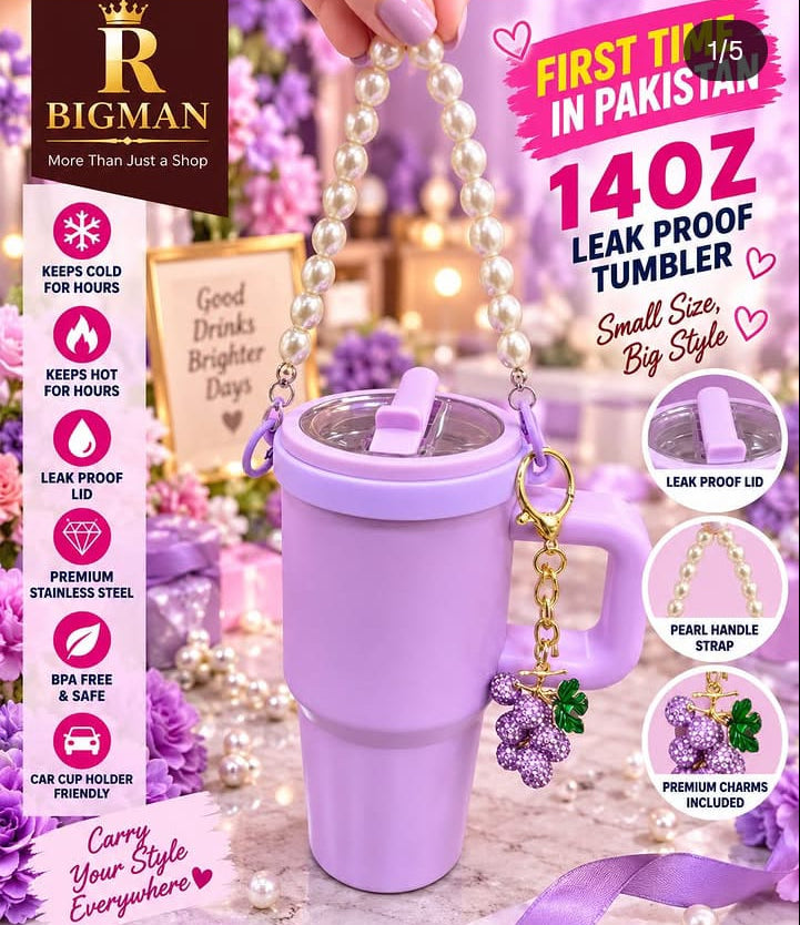 14oz Pearl Handle Leak-Proof Stainless Steel Tumbler