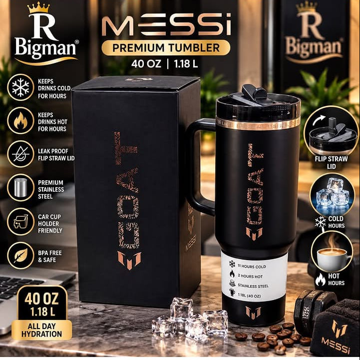 Messi Premium Tumbler 40oz | 1.18L – Flip Straw Lid | Stainless Steel