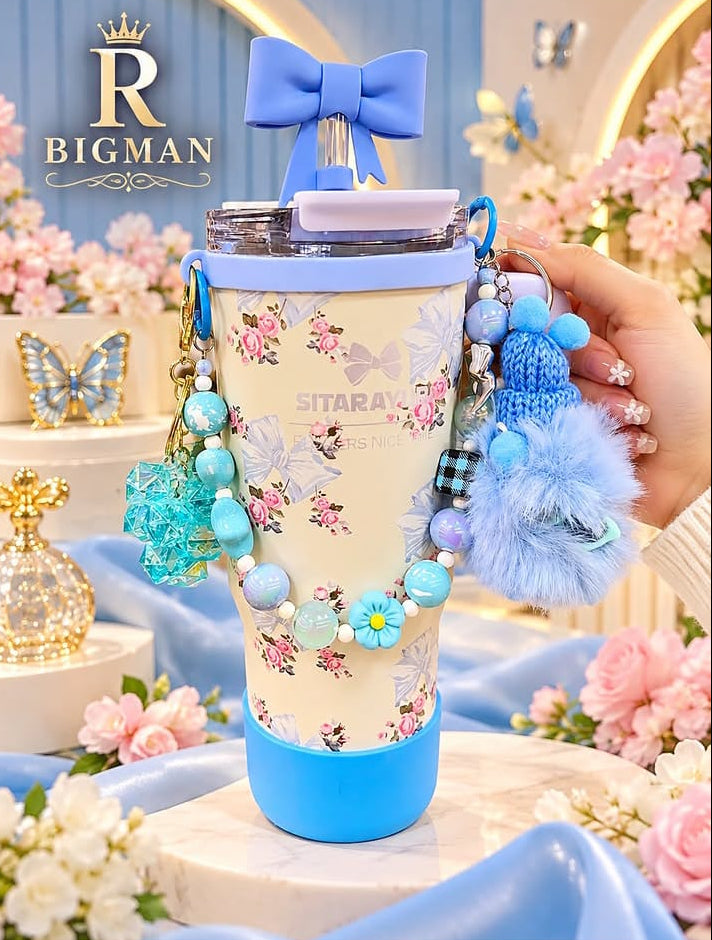Bigman Floral Charm Tumbler with Cute Accessories