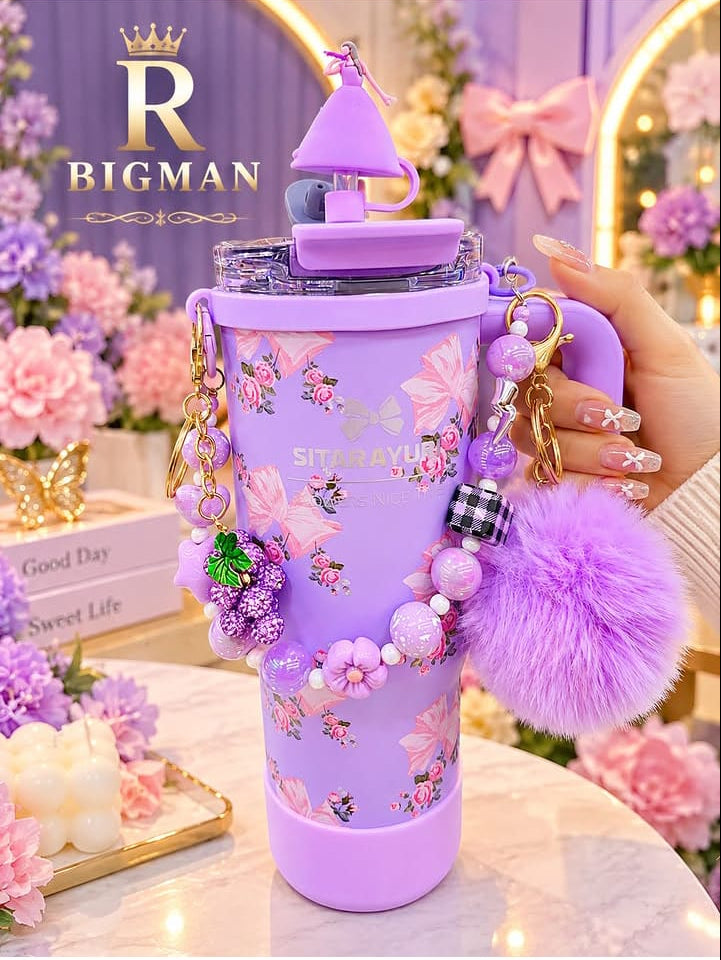 Bigman Floral Charm Tumbler with Cute Accessories