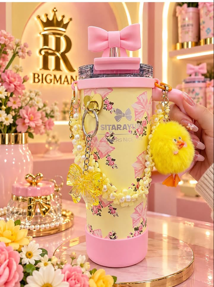 Bigman Floral Charm Tumbler with Cute Accessories