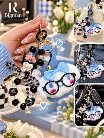 Cute Mobile & Bag Charm Keychain – Beaded Cartoon Charm