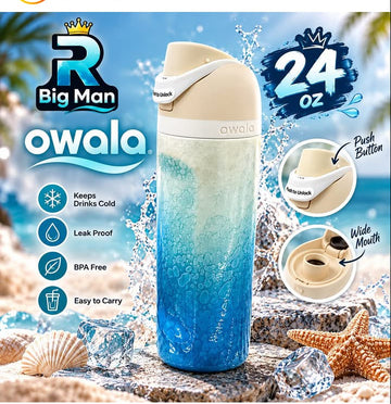 Owala 24 OZ Premium Insulated Water Bottle – Leak Proof Push Button Lid, Wide Mouth & Stylish Gradient Design