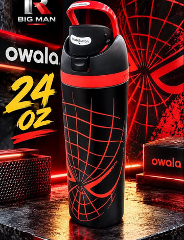 Owala 24oz Spider Edition Insulated Water Bottle | Black & Red Leak-Proof Sports Bottle