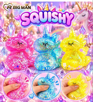 Glitter Crystal Unicorn Squishy Toy for Kids