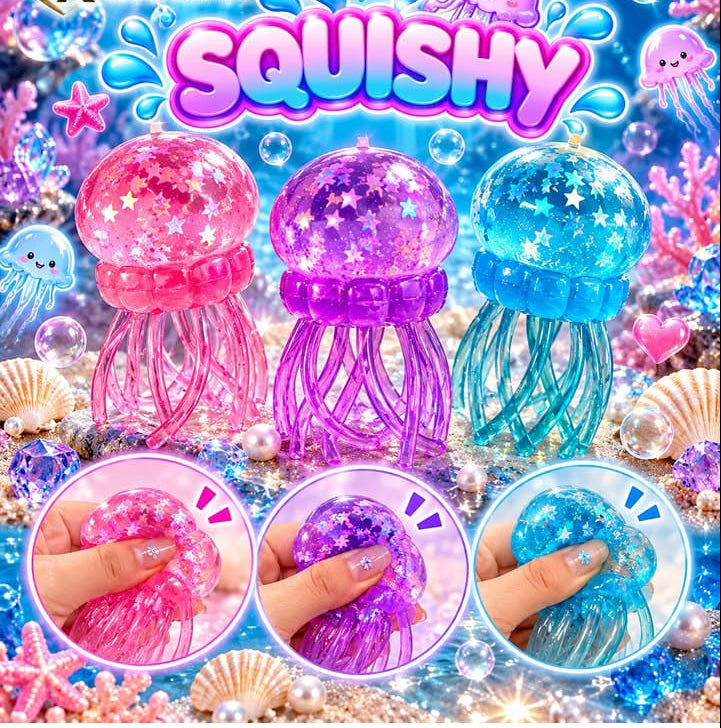 Glitter Crystal Jellyfish Squishy Toy