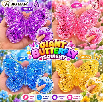 Giant Glitter Butterfly Squishy Toy
