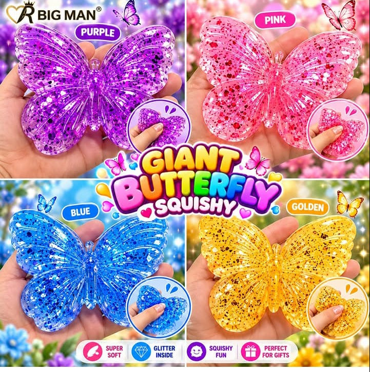 Giant Glitter Butterfly Squishy Toy