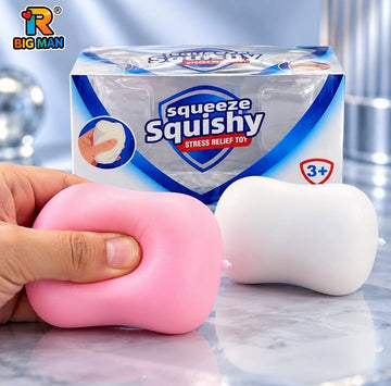 Soft Squishy Stress Relief Toy – Pink & White Squeeze Toy for Kids