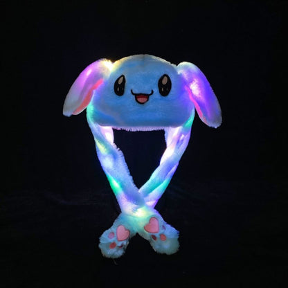 BIGMAN premium Glow Bunny LED Plush Hat – Light Up Moving Rabbit Ear Cap, Soft Plush Kawaii Bunny Hat for Kids, Girls & Party Fun