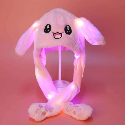 BIGMAN premium Glow Bunny LED Plush Hat – Light Up Moving Rabbit Ear Cap, Soft Plush Kawaii Bunny Hat for Kids, Girls & Party Fun