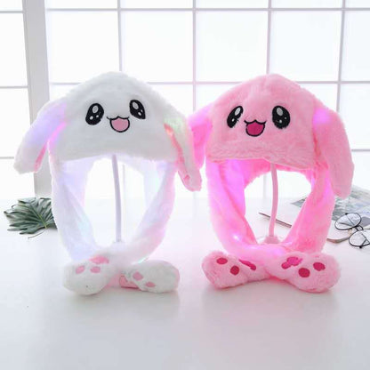 BIGMAN premium Glow Bunny LED Plush Hat – Light Up Moving Rabbit Ear Cap, Soft Plush Kawaii Bunny Hat for Kids, Girls & Party Fun