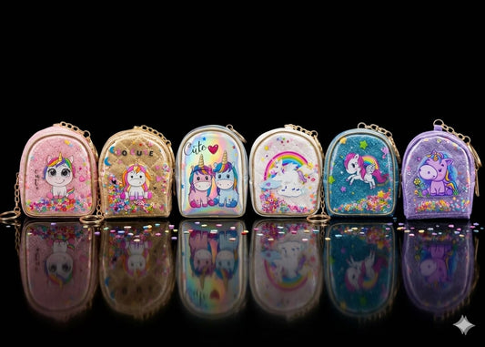 Bigman Unicorn GlitterPop Mini Pouch Keychain – Glitter Unicorn Coin Purse for Girls & Kids