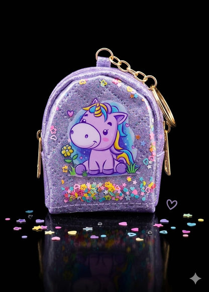 Bigman Unicorn GlitterPop Mini Pouch Keychain – Glitter Unicorn Coin Purse for Girls & Kids