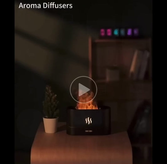 BIGMAN FlameGlow Mist Humidifier LED Fire Effect Aroma Diffuser