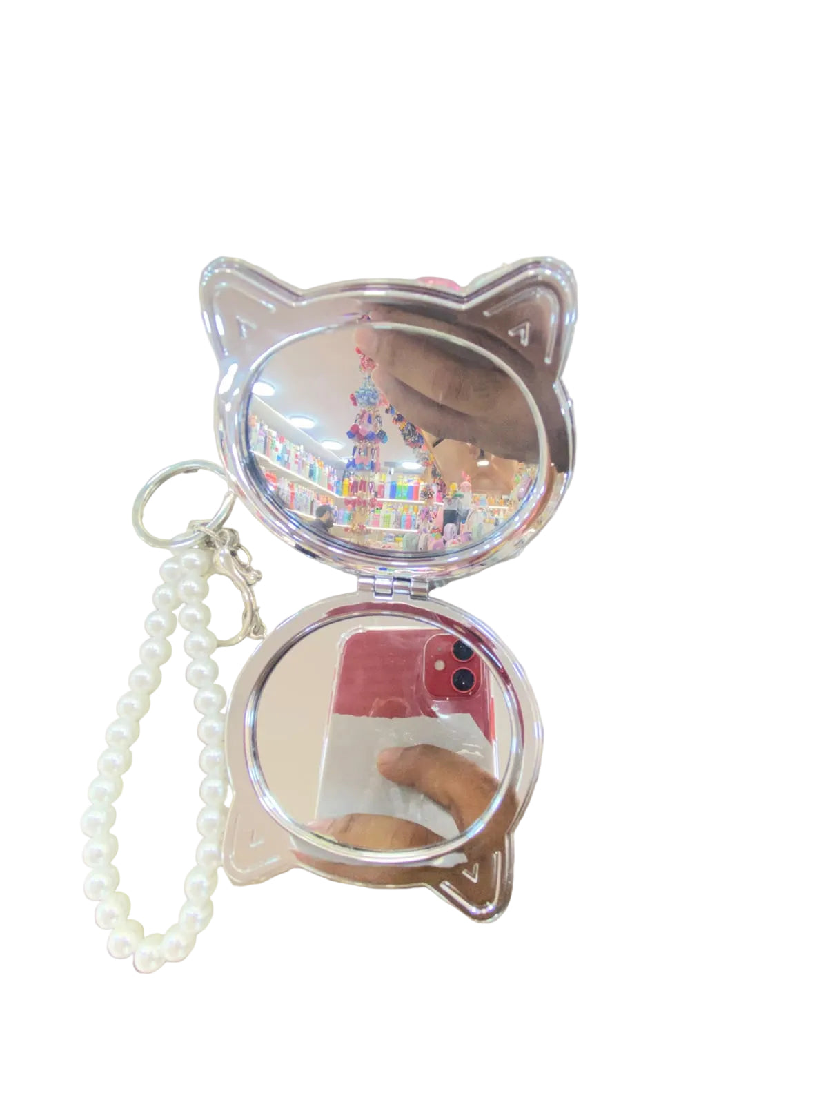 Bigman Pearl Crystal Mirror Keychain