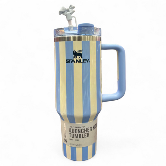 BIGMAN Elegant Series Blue & White Stripe Stanley Tumbler 40oz