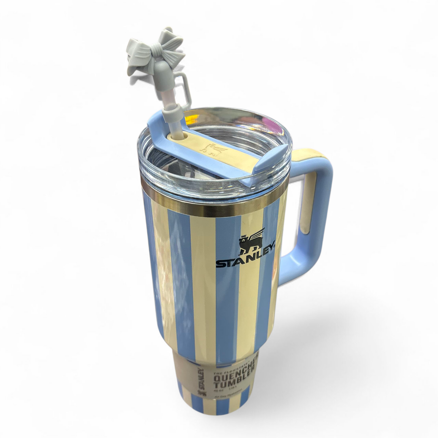 BIGMAN Elegant Series Blue & White Stripe Stanley Tumbler 40oz