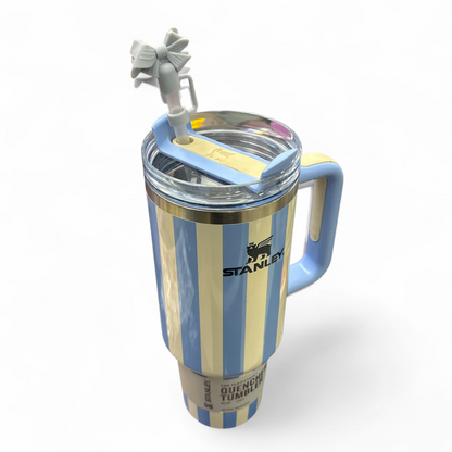 BIGMAN Elegant Series Blue & White Stripe Stanley Tumbler 40oz