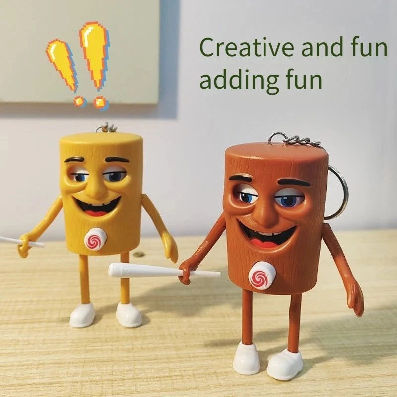 Bigman FunFace Wooden Figure – Funny Face Changing Cartoon Keychain Toy for Kids & Desk Decoration