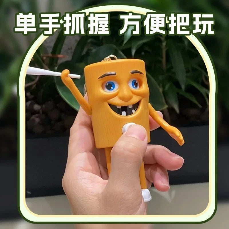 Bigman FunFace Wooden Figure – Funny Face Changing Cartoon Keychain Toy for Kids & Desk Decoration